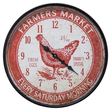 YOSEMITE HOME DECOR Yosemite Home Decor 5140021 Farmers Market Red Wall Clock 5140021